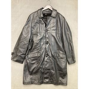 Vintage Men's Grais Cabretta Angel Skin Leather Black Jacket 40 R Sherpa Lined